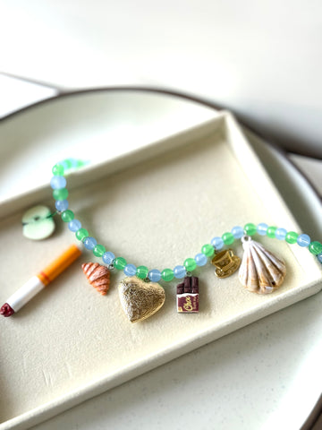 Croissant & cigarette Charm Chain