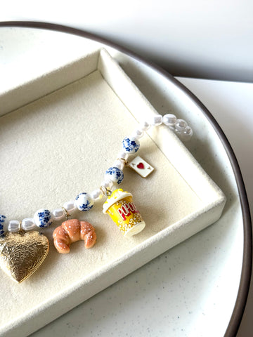 Blue Porcelain & popcorn Chain