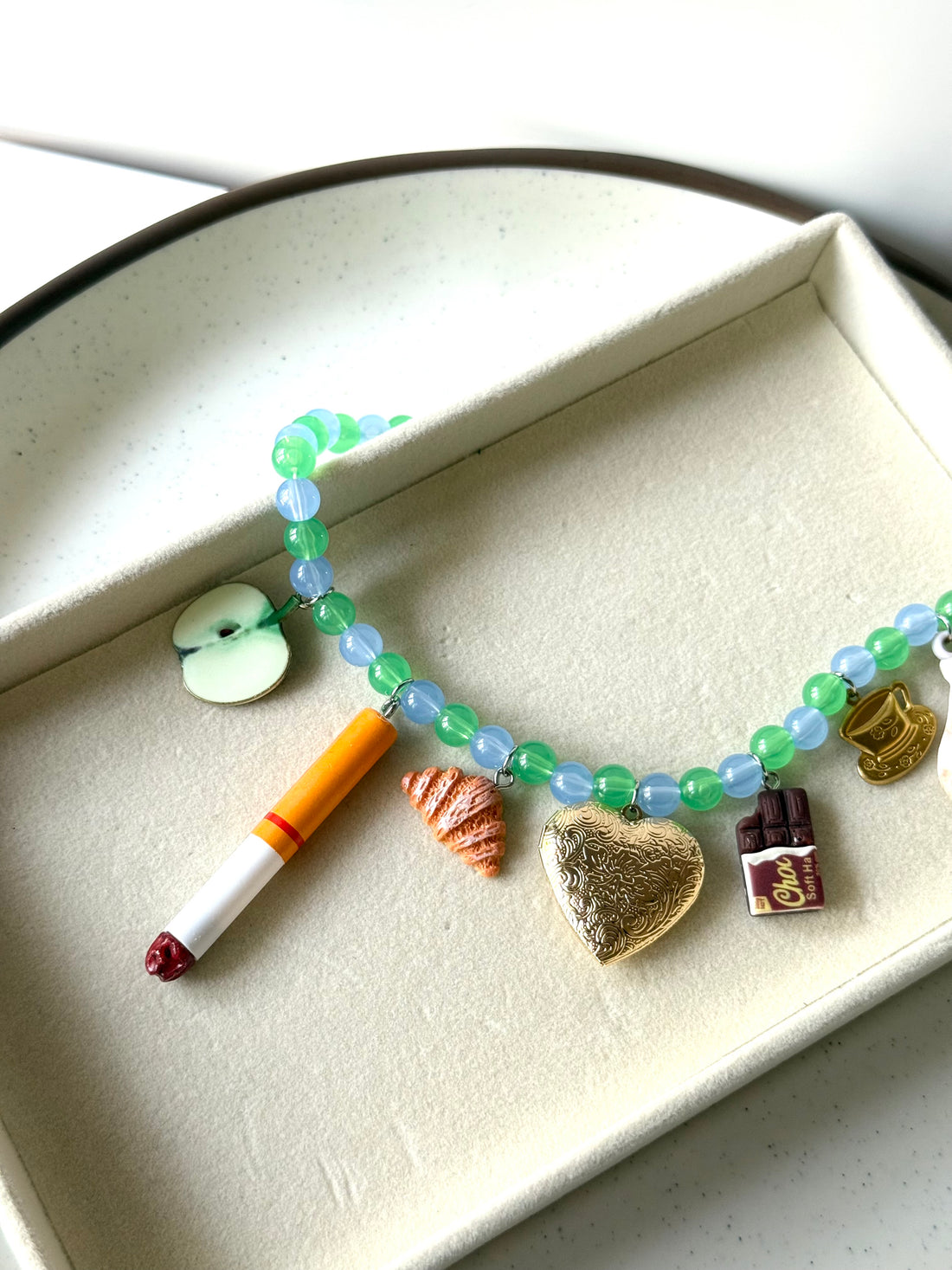 Croissant & cigarette Charm Chain