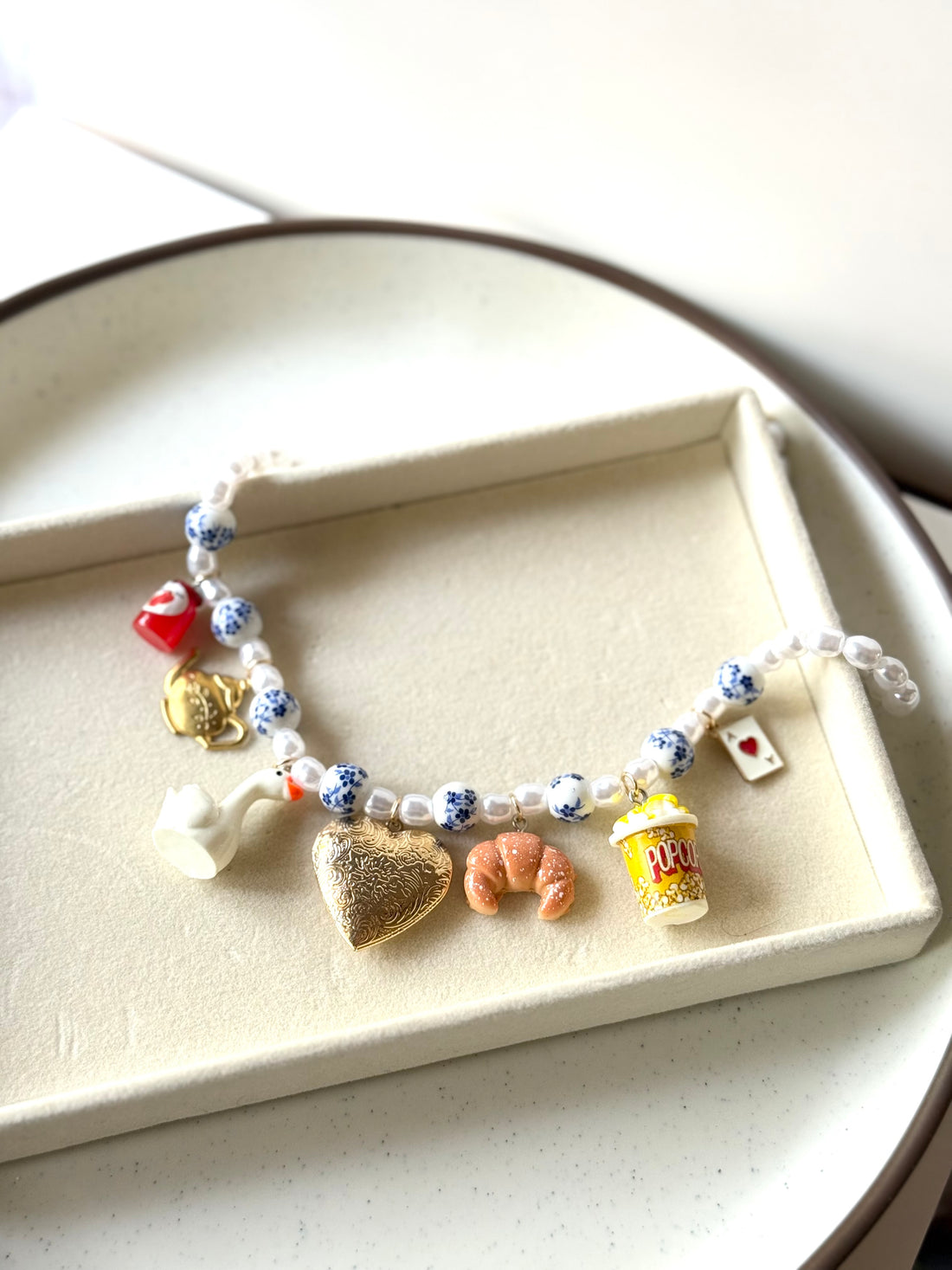 Blue Porcelain & popcorn Chain