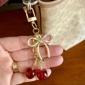 Cherry Bow Bag Charm
