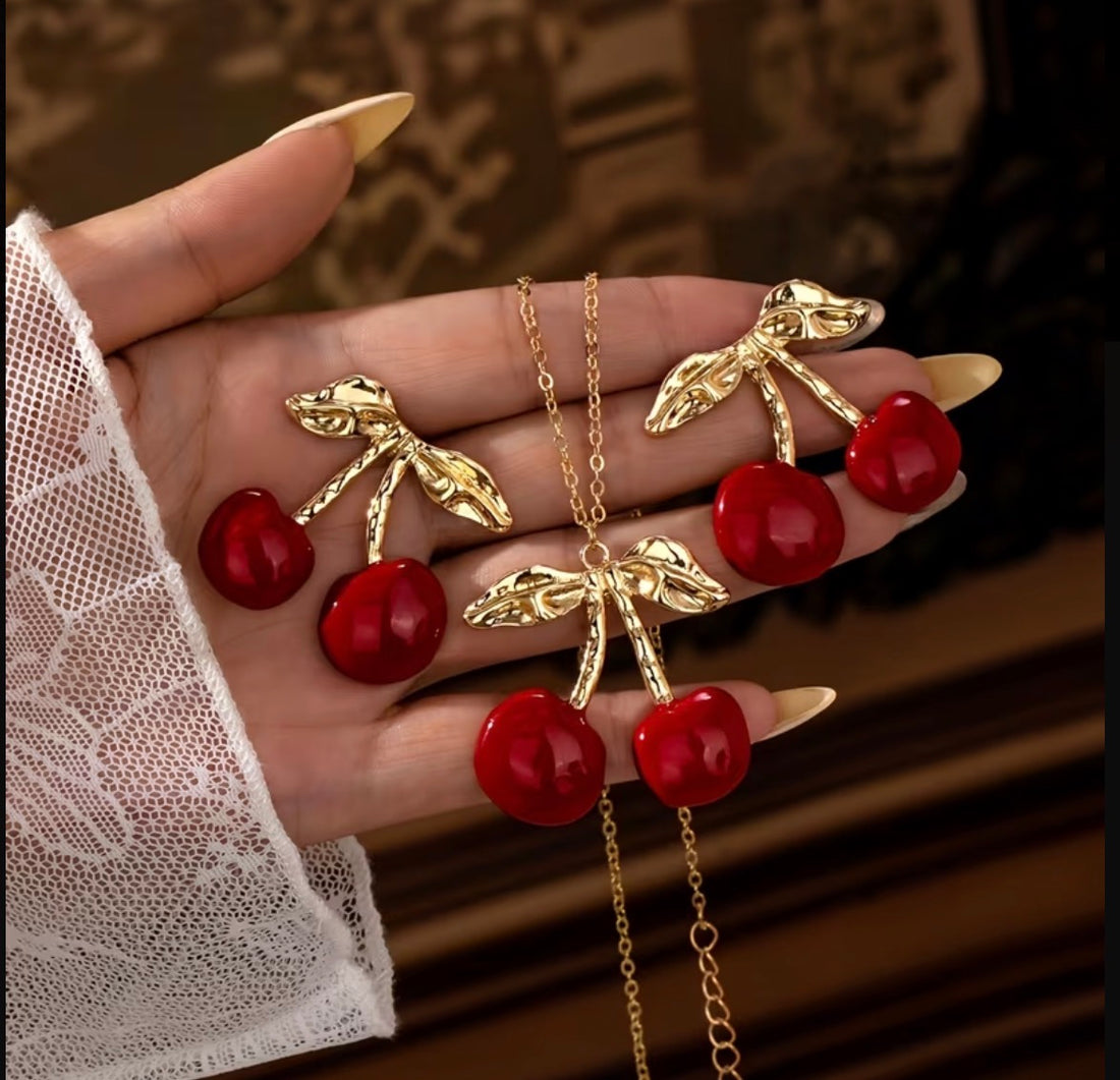 Cherry Bloom Necklace & Earring Set